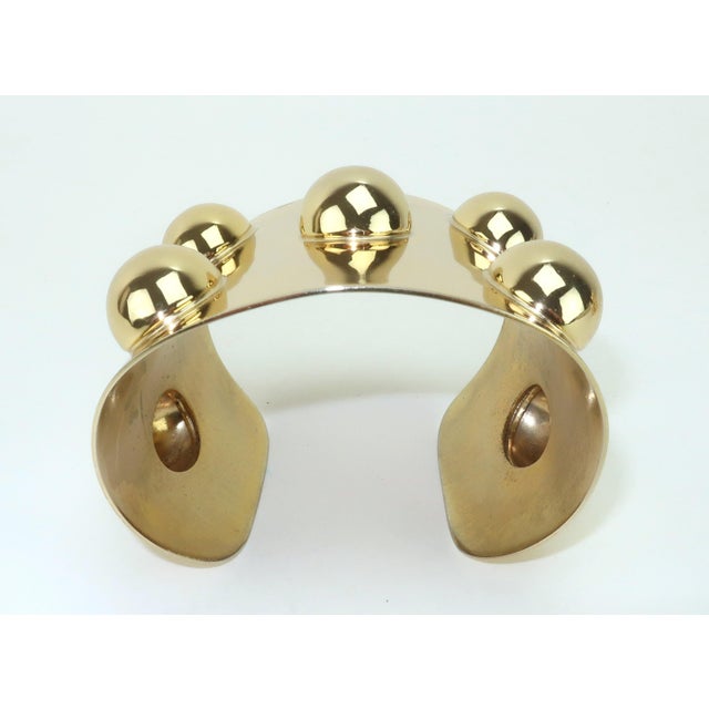 Pair Napier Gold Tone Metal Knob Cuff Bracelets, 1960's For Sale - Image 12 of 14