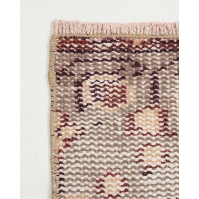 1970s Vintage Turkish Handmade Wool Cotton Brown Runner Rug For Sale In San Francisco - Image 6 of 11
