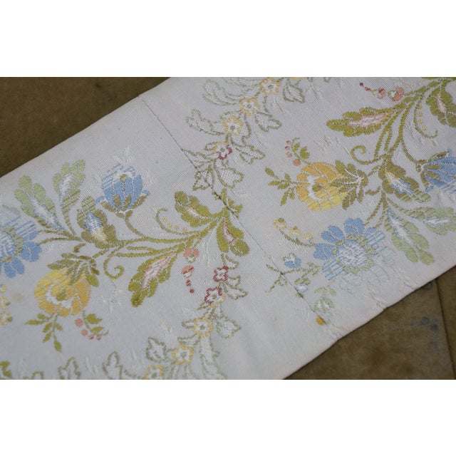 Vintage Floral Embroidered Silk Needlepoint Bell Pull Tapestry 67" For Sale - Image 14 of 15