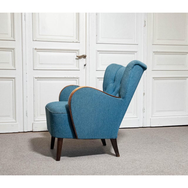Art Nouveau Swedish Club Chair, 1940s For Sale - Image 8 of 9