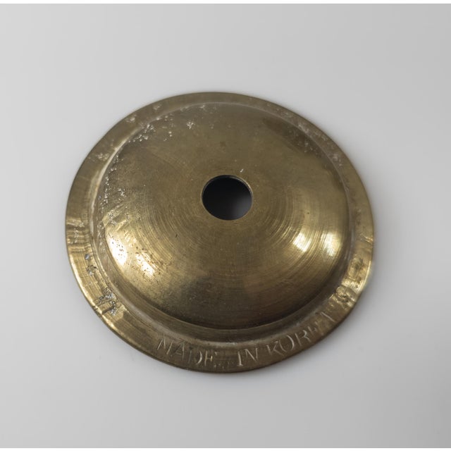 20th Century Pair of Korean Brass Candlestick Holders With Butterflies or Moths For Sale - Image 11 of 11