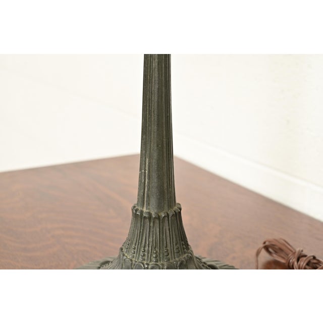 Antique Arts & Crafts Table Lamp With Painted Glass Landscape Scene Shade, Circa 1920s For Sale - Image 11 of 16