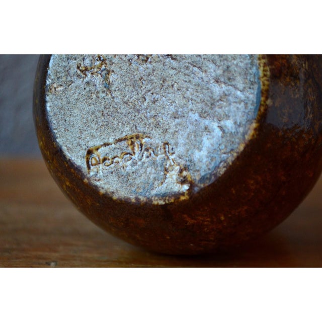 Vintage Bohemian Style Corolla Vase in Glazed Stoneware from Accolay, 1950s For Sale - Image 6 of 7