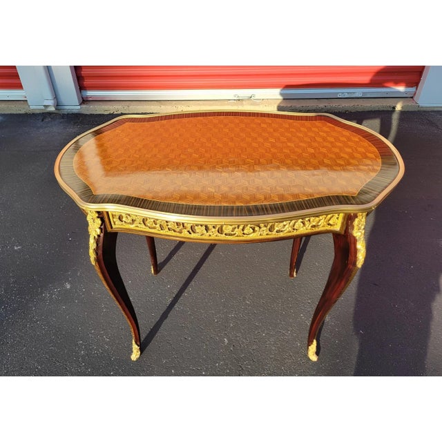 French 19th Louis XV Style Parquetry Oval Table For Sale - Image 11 of 11