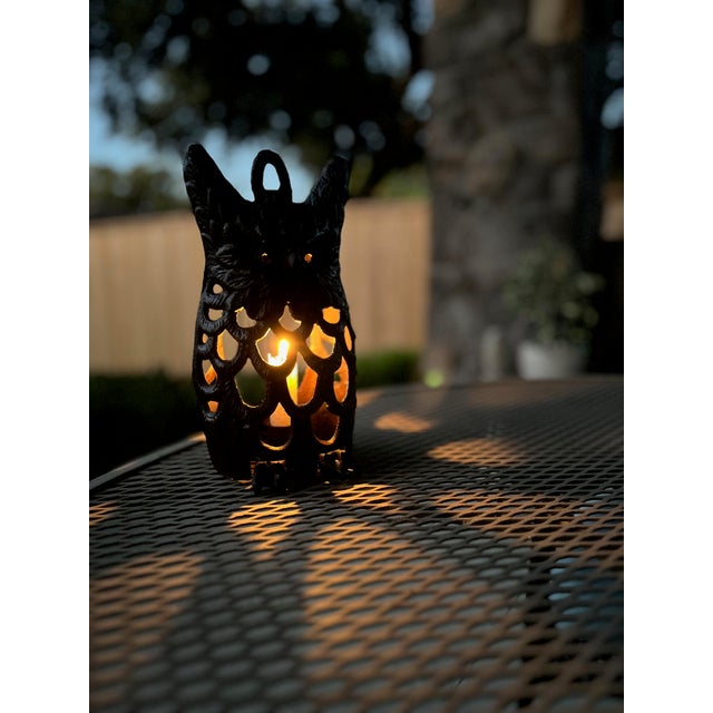 Mid Century Japanese Cast Iron Owl Lantern For Sale - Image 12 of 12