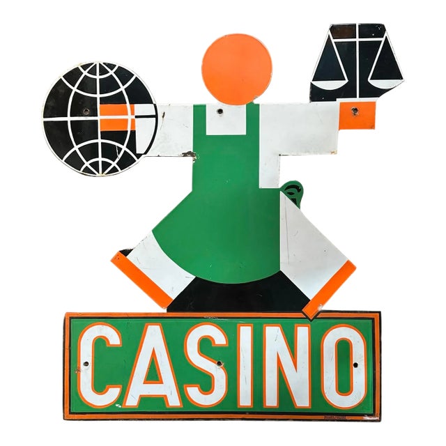 French Grocery Store Chain “Casino” Enameled Sign by Cassandre 1931 For Sale