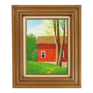 1980s Original Signed Sid Mountain 'Ohio Spring' Oil Painting, Framed For Sale