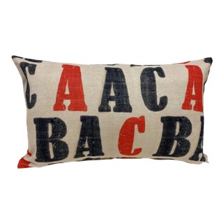 Large Bolster Pillow Playfully Decorated With Rutic Alphabet Letters A, B & C - Made in Uk. For Sale