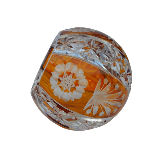 Mid-Century Bohemian Orange Crystal-Cut Ashtray For Sale - Image 9 of 11