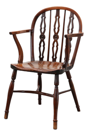 English Windsor Armchair with Oak Seat and Spindle Back, 1800s