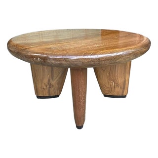Andrianna Shamaris Midcentury Couture Teak Wood Low Profile Round Coffee Table For Sale