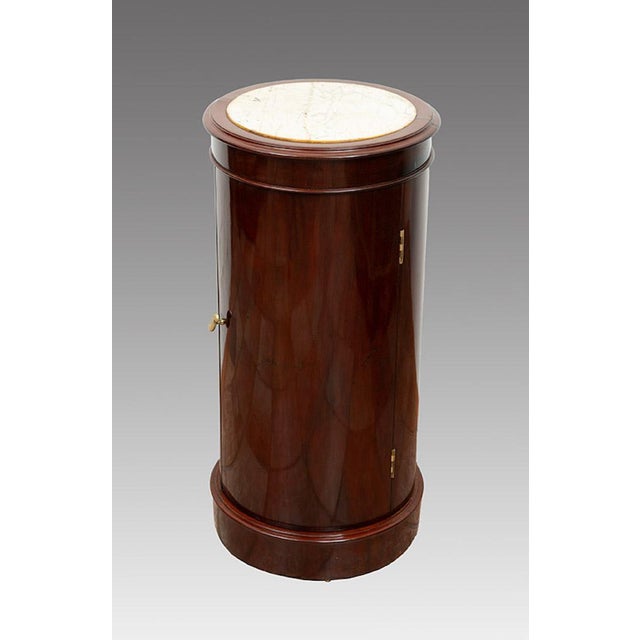 Antique Empire Mahogany Nightstand with White Marble Top. France, 19th Century For Sale - Image 4 of 5