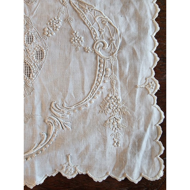 Exquisite Antique Embroidered Handkerchief For Sale - Image 13 of 16