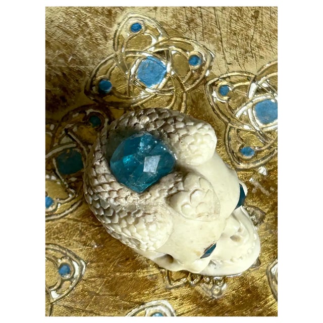 1980s Ooak, Florentine Box/Deer Antler Skull/Natural Apatite For Sale - Image 5 of 7