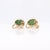 Metal Pair of Vintage 14k Gold & Jade Cabochon Floral Screwback Earrings For Sale - Image 7 of 10