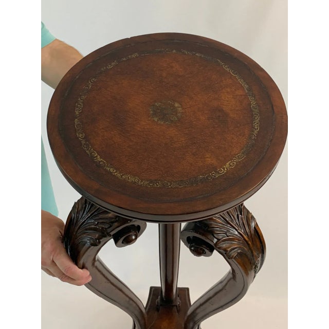 Carved Walnut & Leather Pedestal by John Richard For Sale - Image 10 of 13