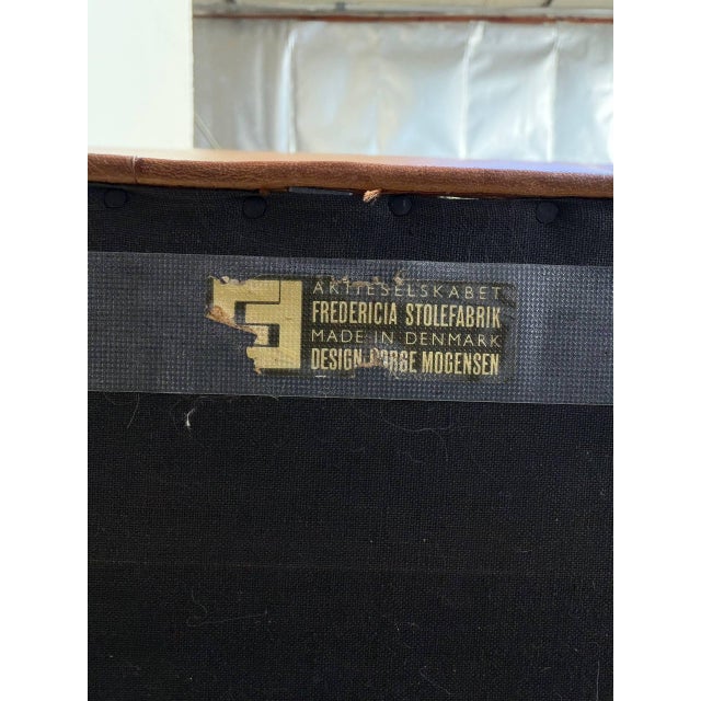 Animal Skin Original Børge Mogensen Leather Armchair – Vintage Danish Mid Century Lounge Chair – Fredericia Stolefabrik 1960s For Sale - Image 7 of 9