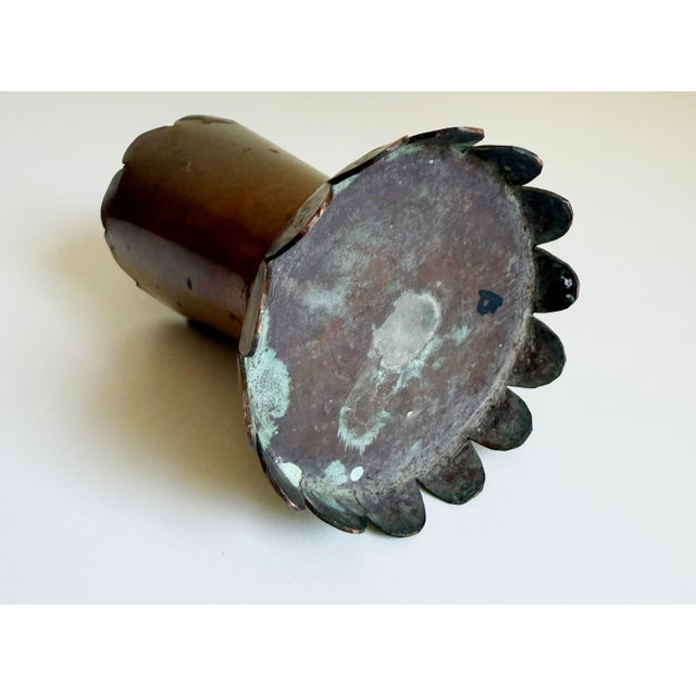 Copper Vintage Scalloped Copper Bud Vase For Sale - Image 8 of 8
