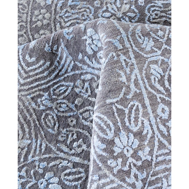 Textile Ikat, One-of-a-Kind Hand-Knotted Area Rug - Gray, 9' 0" x 12' 3" For Sale - Image 7 of 8