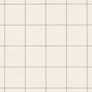 Schumacher Windowpane Embroidered Sisal Wallpaper in Navy For Sale