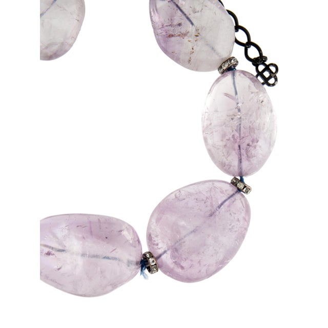 2000s Oscar De La Renta Necklace Choker Amethyst Large Smooth Tumble Beads Signed For Sale - Image 9 of 12