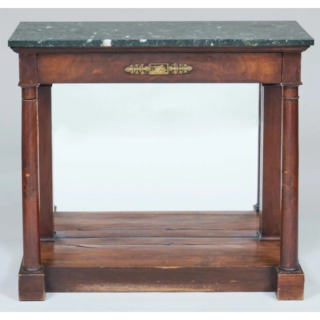 French Empire Ormolu Mounted French Empire Mirrors Console Table in Mahogany With Marble Top For Sale - Image 3 of 12