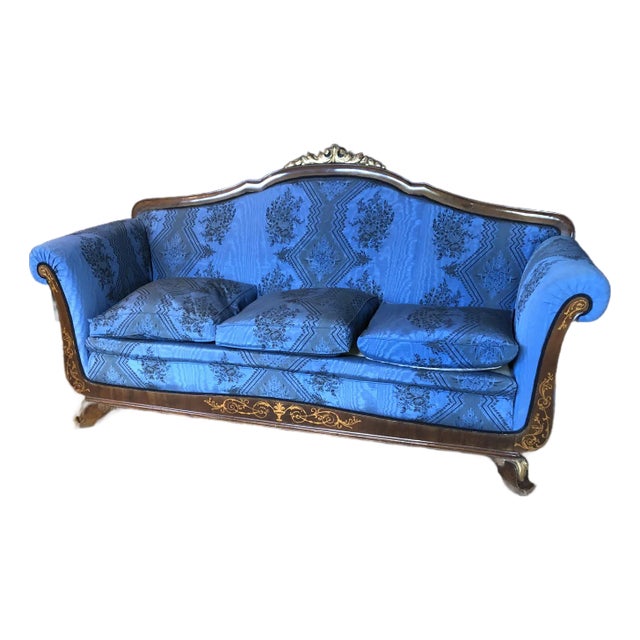Early 20th Century AustrIan Vienna Biedermeier Revival Sofa Upholstered in Madeleine Castaign Fabric For Sale