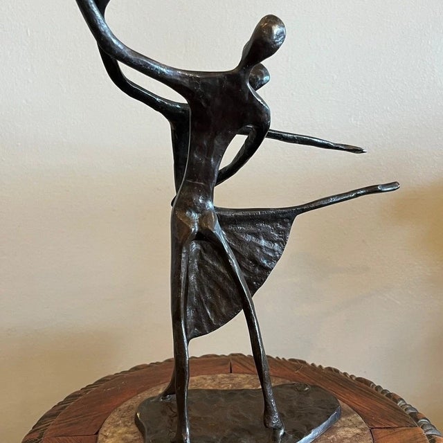 Vintage Mid-Century Modern Abstract Cast Brass Ballet Dancers Sculpture For Sale - Image 4 of 6