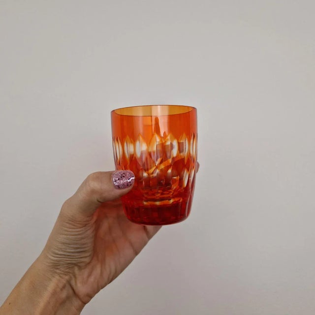 Red Art Deco Red Crystal Glass Drinking Set from Bohemia, 1950s, Set of 7 For Sale - Image 8 of 9