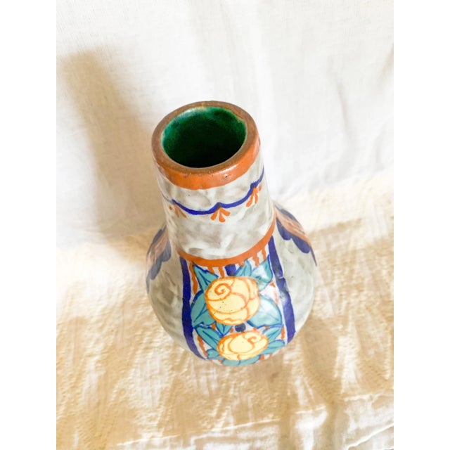 1920s French Art Nouveau Polychrome Pottery Vase by Louis Dage, Signed For Sale In Dallas - Image 6 of 12