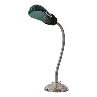 Italian Table Lamp with Light Green Glass Shade, 1950s For Sale