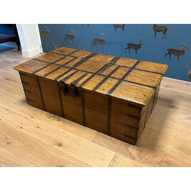 Beautiful, weathered antique teak chest. The size is perfect for use as a coffee table. The small lid also makes the chest...