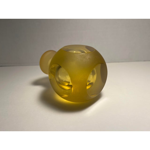 Mid-Century Modern 1960’s Vintage Murano Sommerso Amber Cut Glass Perfume Bottle With Stopper For Sale - Image 3 of 7