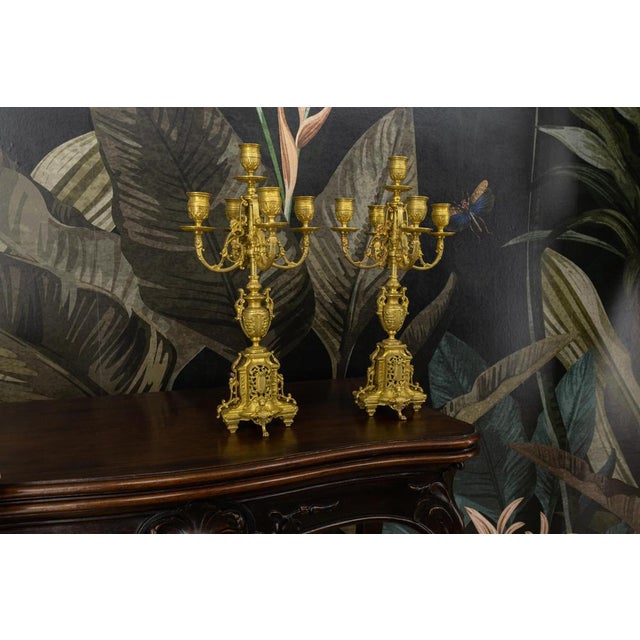 1920s French Neoclassical Bronze Candelabras, 1920s, Set of 2 For Sale - Image 5 of 18