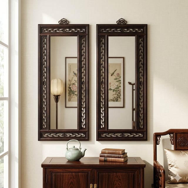 Wood Wood Brown Scroll Motif Rim Rectangular Picture Painting Frame For Sale - Image 7 of 7