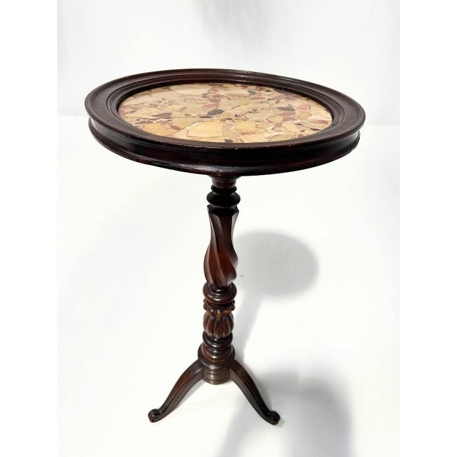 Napoleon III Style Pedestal Table in Walnut and Marble For Sale - Image 11 of 11