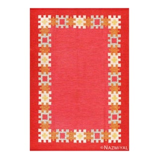 Nazmiyal Collection Vintage Flat Woven Swedish Ingegerd Silow Kilim Rug For Sale