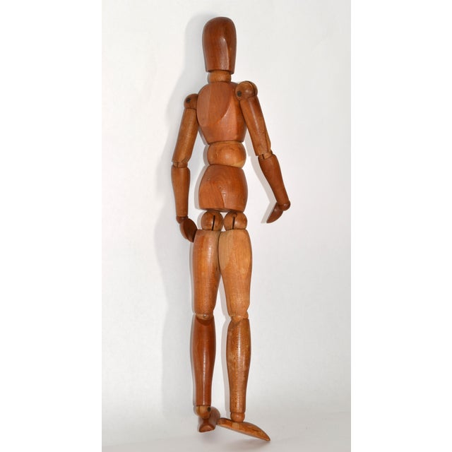 1950 Morilla Maniquette Japan Large Carved Wood Articulated Mannequin Figure For Sale - Image 13 of 15