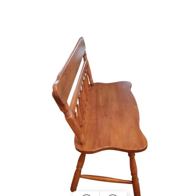 Farmhouse Solid Red Oak Farm House Style Two-Seat Bench Settee, Circa 1970s For Sale - Image 3 of 12
