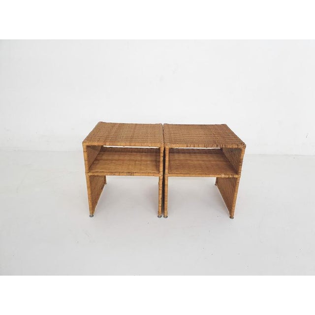 Brown Vintage Wicker Nightstands, France, 1960s, Set of 2 For Sale - Image 8 of 11