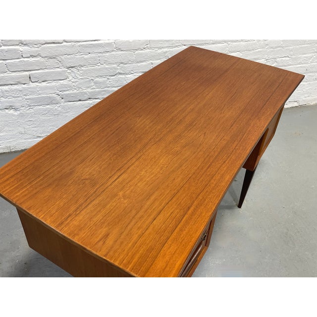 Danish Mid Century Modern Teak Double Sided Desk + Bookcase, 1960's For Sale - Image 13 of 14