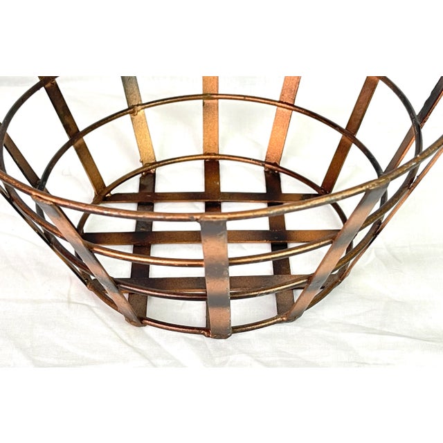 Distressed Bronze Copper Style Metal Basket For Sale In Washington DC - Image 6 of 10