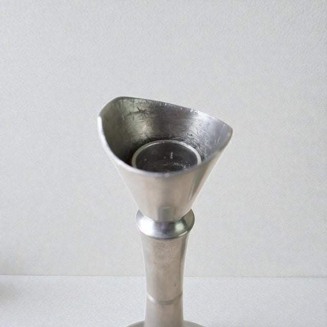 Silver Swedish Pewter Candlesticks from GAB Guldsmedsaktiebolaget, 1940s, Set of 2 For Sale - Image 8 of 12