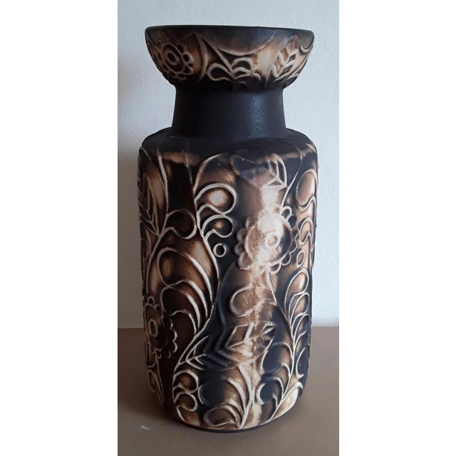 Vintage German Floor Vase with Floral Decor, 1980s For Sale - Image 4 of 4