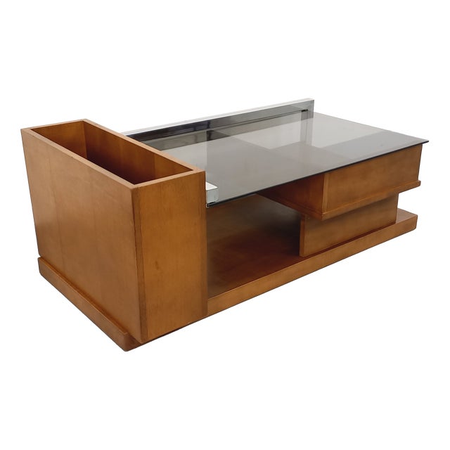 Vintage Rectangular Coffee Table in Chrome and Smoked Glass, 1970s For Sale