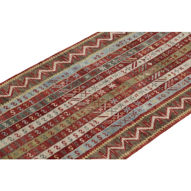Rug & Kilim 3x8 Tribal Style Runner in Multicolor Stripes, Geometric Pattern by Rug & Kilim For Sale - Image 4 of 7
