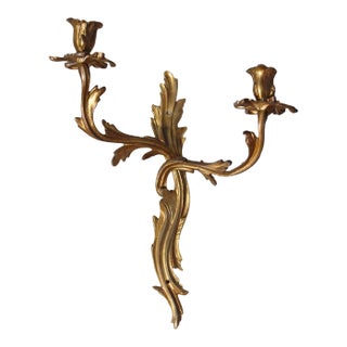 19th Century French Two-Arm Louis XV Gilt Bronze Sconce For Sale