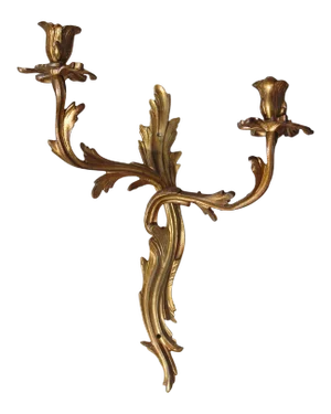 19th Century French Two-Arm Louis XV Gilt Bronze Sconce