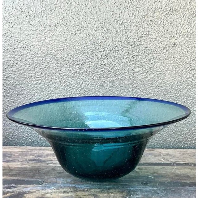 Vintage Boho Blown Glass Bowl For Sale In West Palm - Image 6 of 12