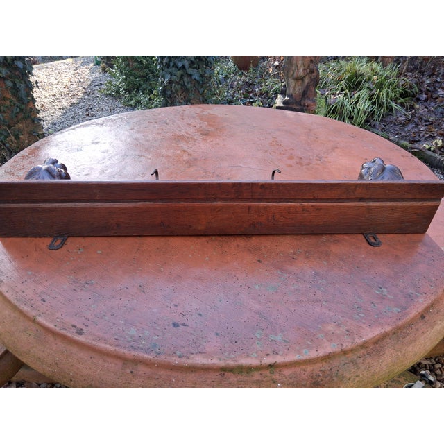 Wall Shelf in Oak with Lion Heads and Hooks For Sale - Image 10 of 15
